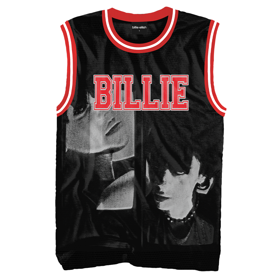 Billie Eilish Billie Eilish Red and Black Jersey Basketball Jersey 359723