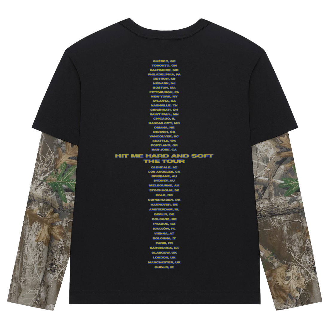 Billie Eilish HIT ME HARD AND SOFT TOUR CAMO LAYERED Long Sleeve T-Shirt 372452