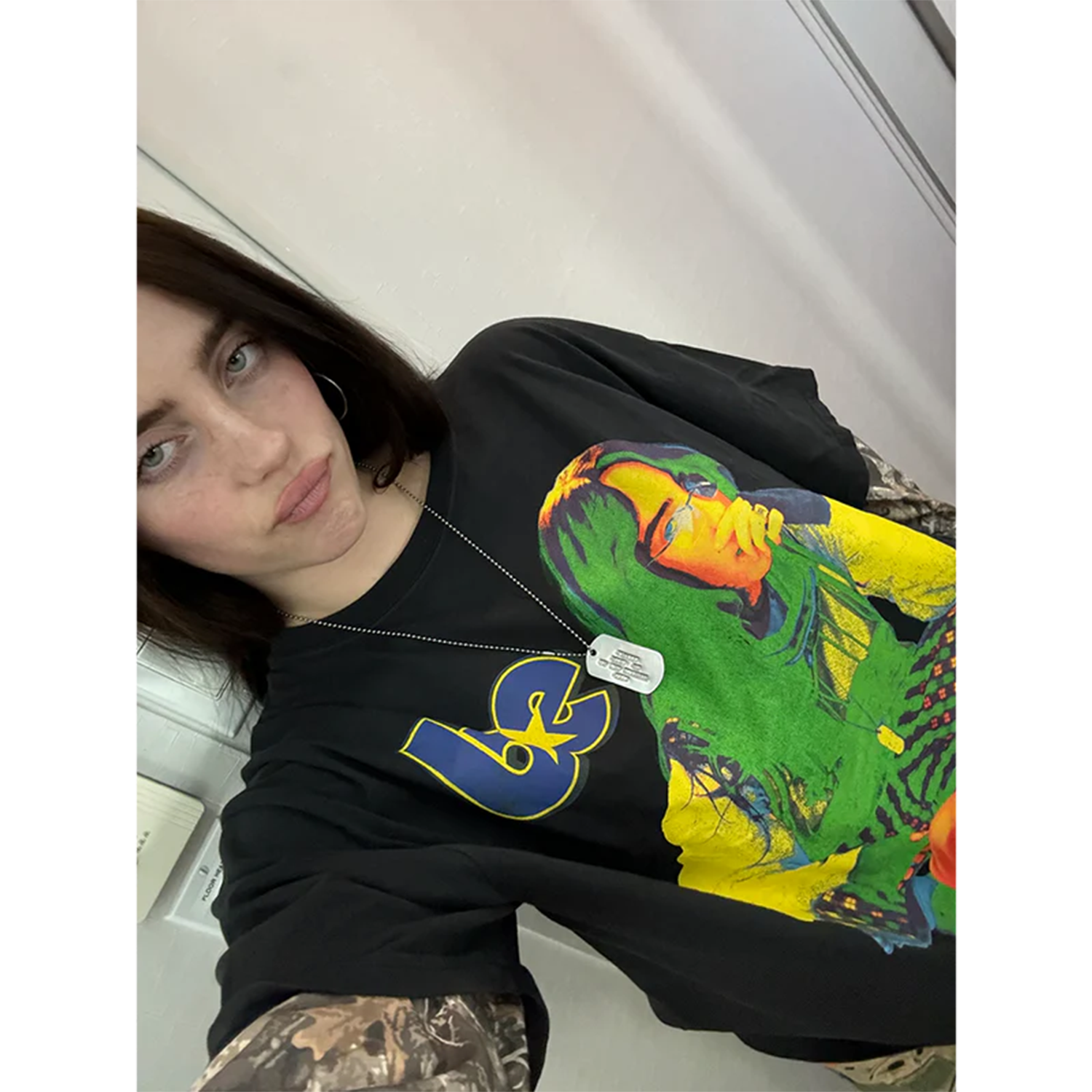 Billie Eilish HIT ME HARD AND SOFT TOUR CAMO LAYERED  Long Sleeve T-Shirt 372527