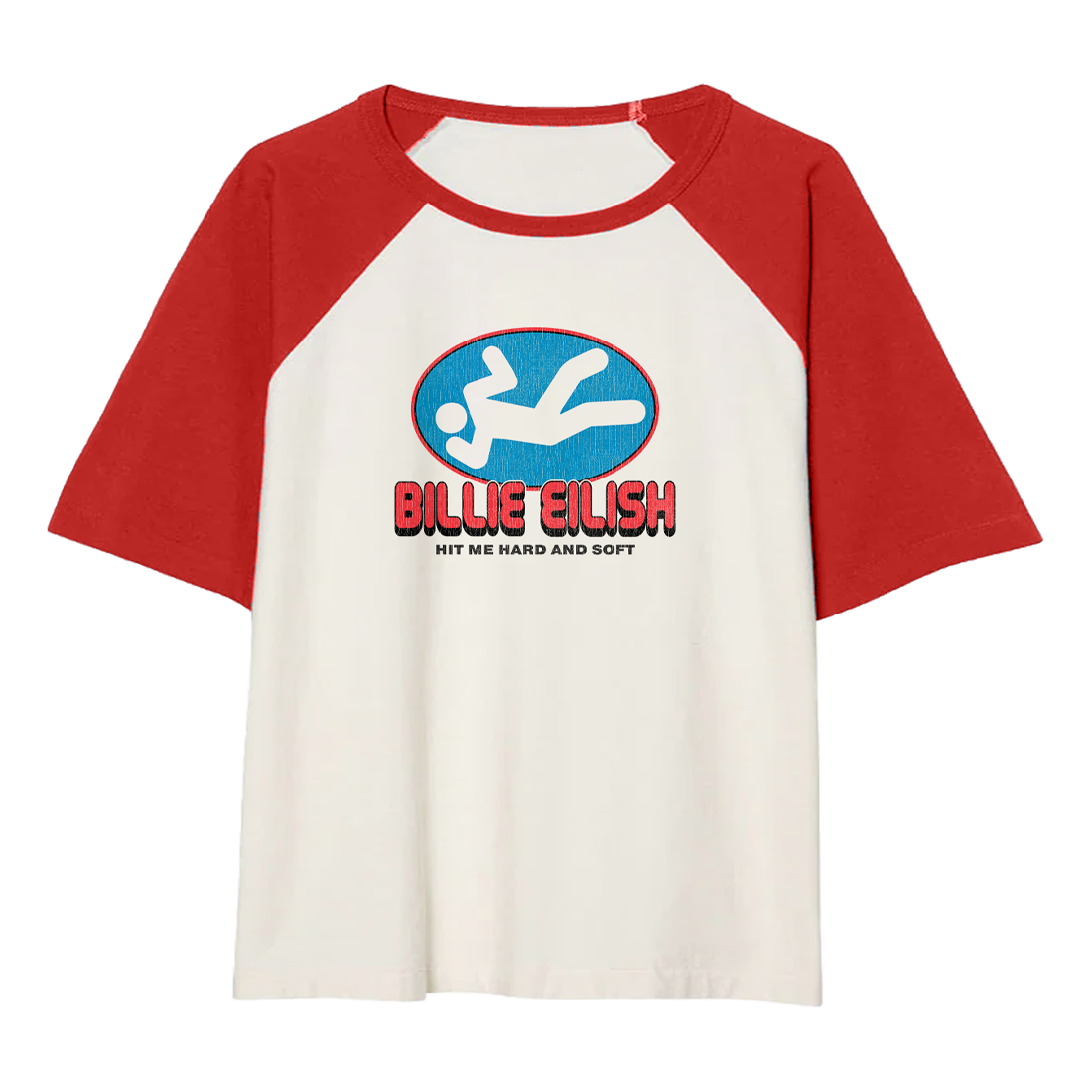 Billie Eilish RED AND WHITE RAGLAN DROP SLEEVE  T-Shirt 372419